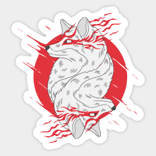 japan wolf illustration Sticker